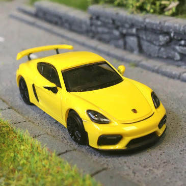 Porsche 718 Cayman GT4, jaune, 2019 - Minichamps 870067602 - 1/87