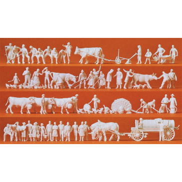 À la campagne, 52 figurines et 50 animaux à peindre - PREISER 16354 - HO 1/87