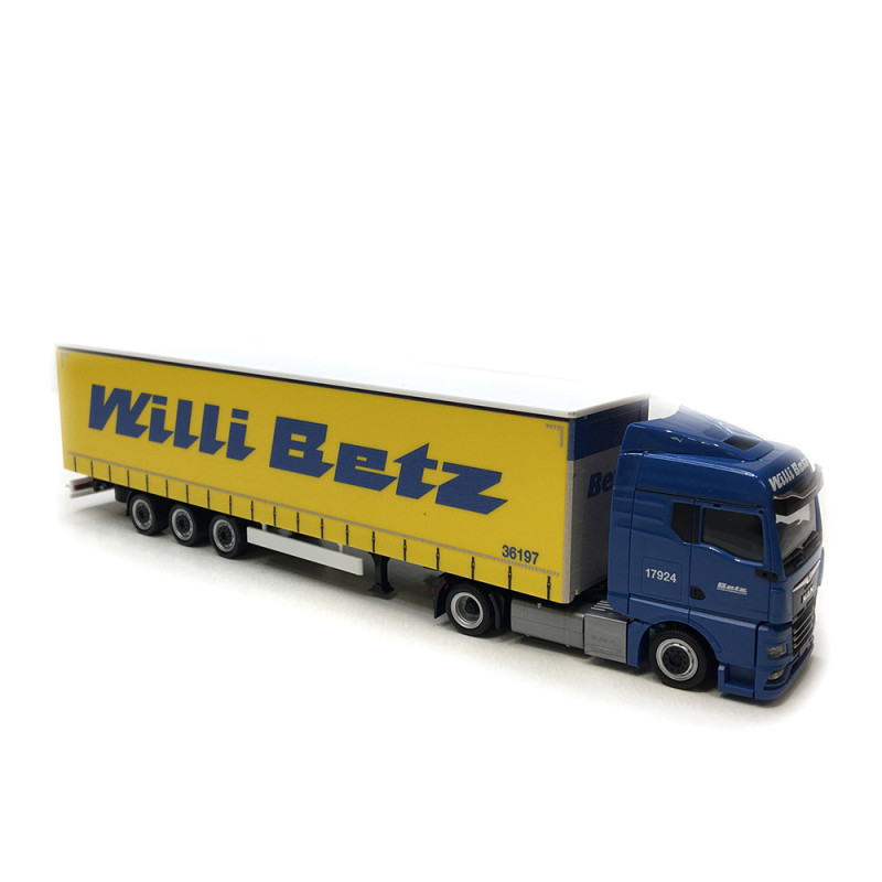 Camion Miniature HERPA 1/87 - MAN TGX GX 4x2 Avec Remorque Bâchée TLP BAUMIT (neuf)