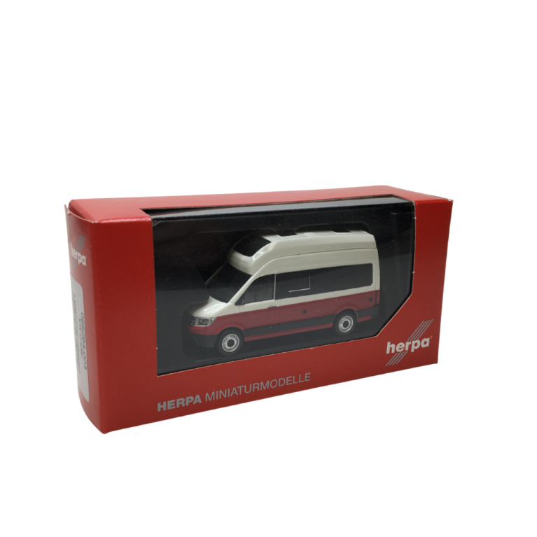 Volkswagen Crafter Grand California, blanc bourbon / rouge cerise - HERPA 096294-003 - HO 1/87