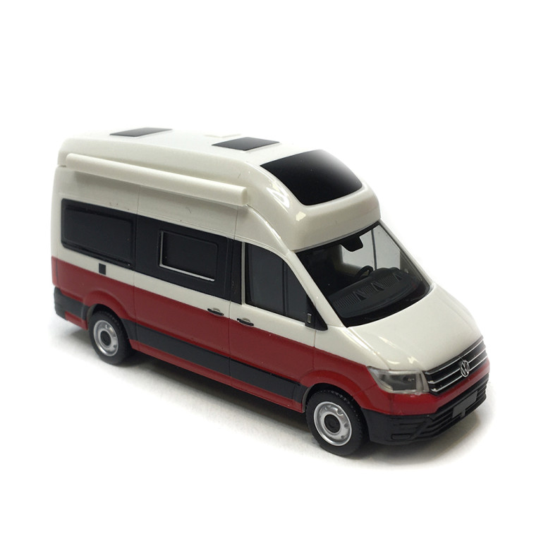 Volkswagen Crafter Grand California, blanc bourbon / rouge cerise - HERPA 096294-003 - HO 1/87