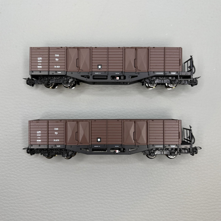 2 wagons tombereau type OOm/s, ÖBB, voie étroite  - ROCO 6640004