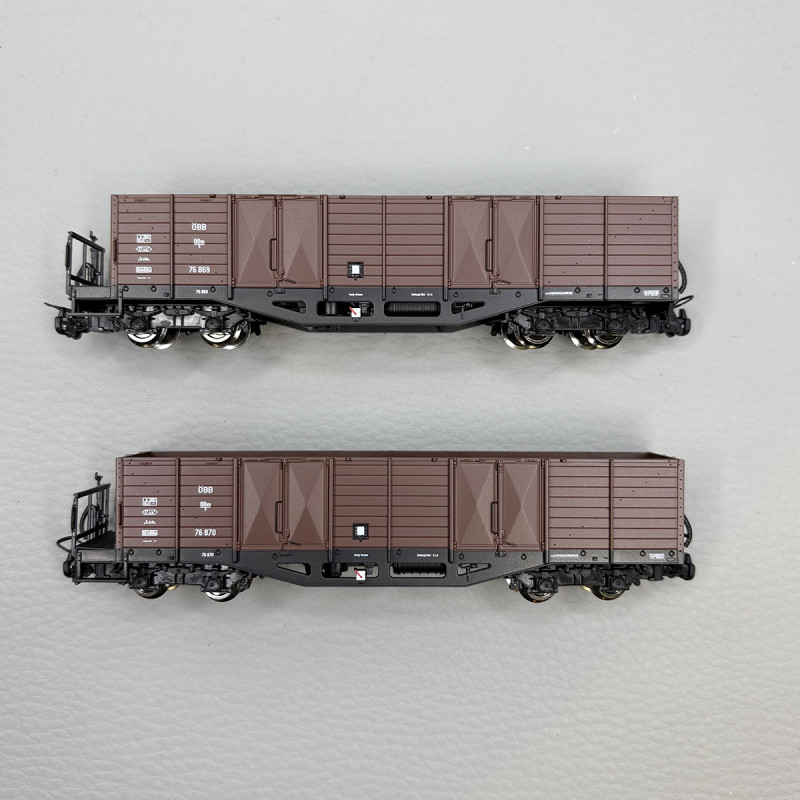 2 wagons tombereau type OOm/s, ÖBB, voie étroite  - ROCO 6640004