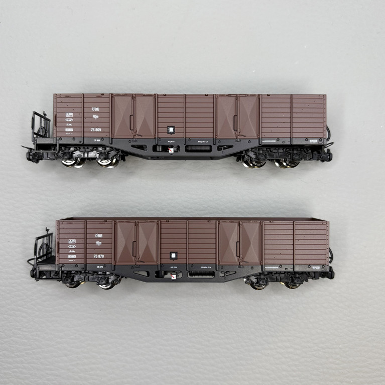 2 wagons tombereau type OOm/s, ÖBB, voie étroite  - ROCO 6640004