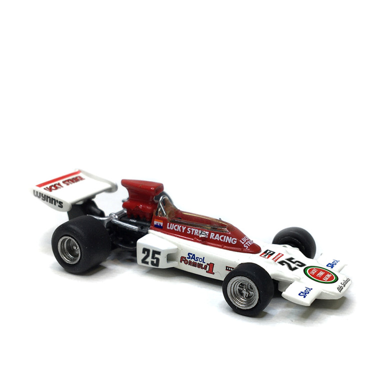Lotus 72D formule 1 de Dave Charlton, Grand Prix d'Afrique du Sud, 1973, lucky strike racine 25 - BREKINA 22888 - HO 1/87
