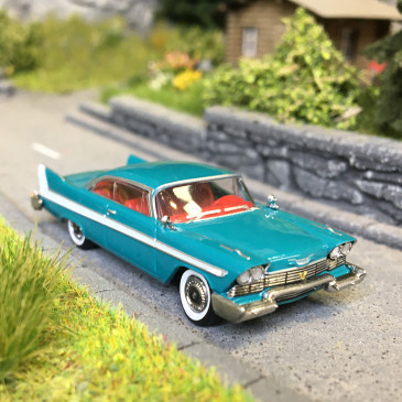 Plymouth Fury, turquoise / blanc, 1958 - BREKINA 19679 - HO 1/87