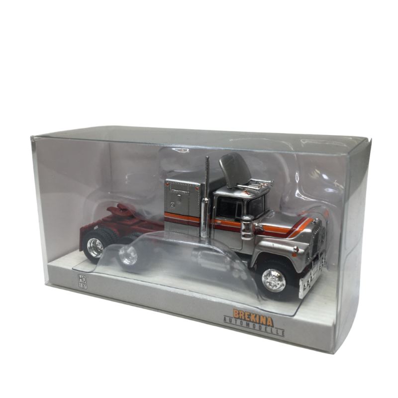 Tracteur Mack RS 700, gris argent métallisé / rouge / orange, 1966 - BREKINA 85806 - HO 1/87