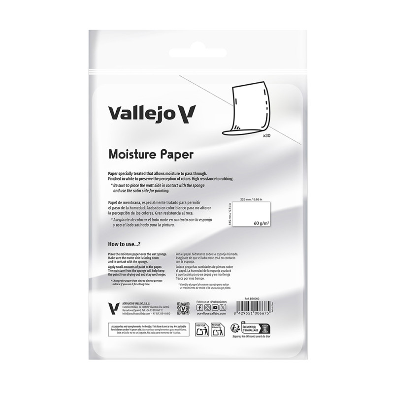 30 Papiers rétenteur d'humidité - VALLEJO B90003