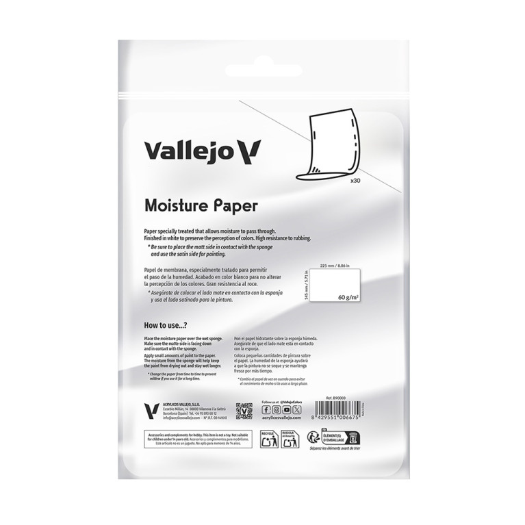 30 Papiers rétenteur d'humidité - VALLEJO B90003