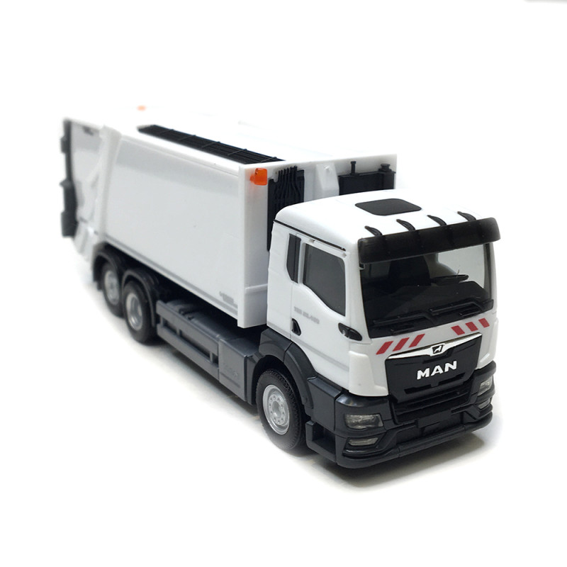 Camion de collecte des ordures ménagères MAN TGS NN FAUN VARIOPRESS, blanc - HERPA 319010 - HO 1/87
