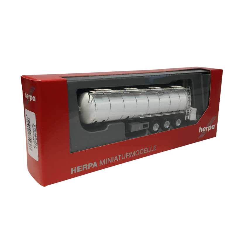 Semi-remorque citerne alimentaire Feldbinder 32 m³ 3 essieux, blanc - HERPA 076463-003 - HO 1/87