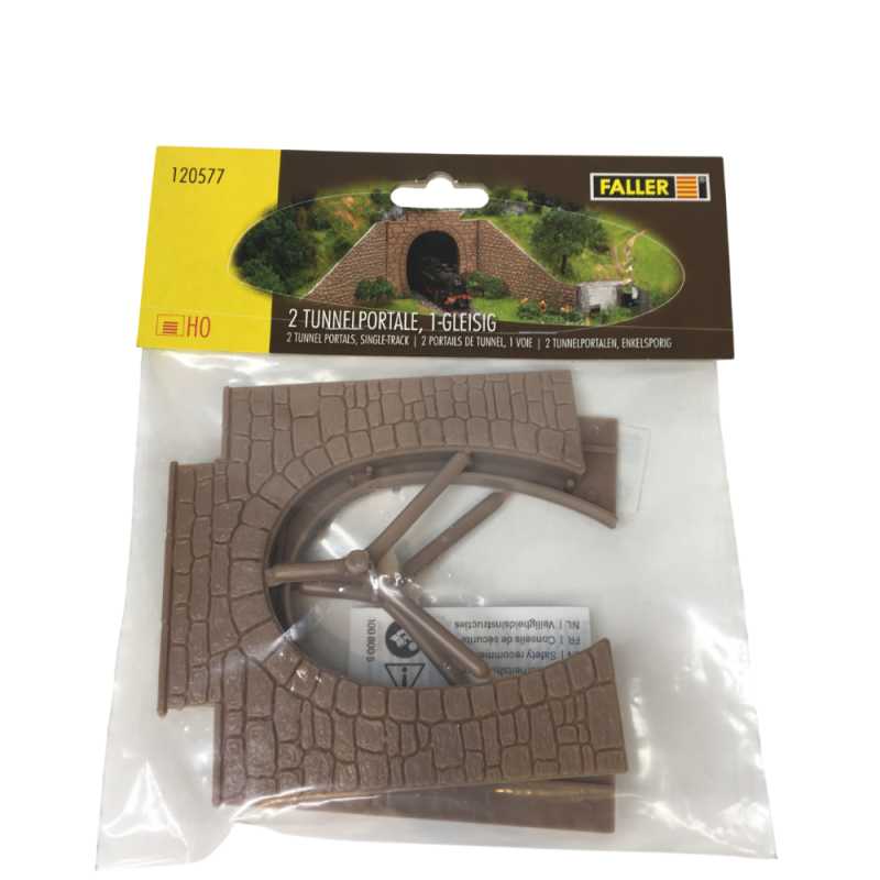 2 Portails de tunnel, 1 voie - Faller 120577 - HO 1/87