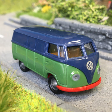 Volkswagen fourgon T1a, bleu foncé/vert, 1950 - BREKINA 32075 - HO 1/87