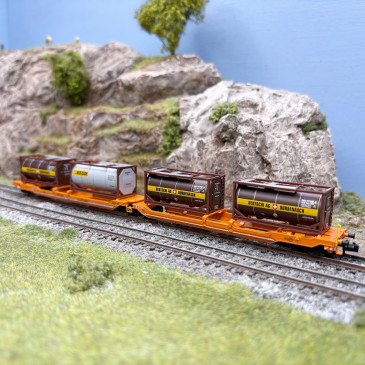 Wagon double poche articulé Sdggmrs T3000e, "Bertschi", Wascosa, Ep. VI - FLEISCHMANN 6660052 - N 1/160