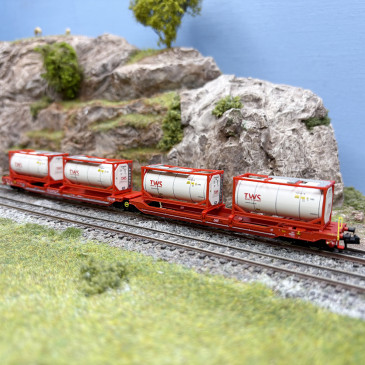 Wagon double poche articulé Sdggmrs 738/T3000e, "TWS", ÖBB, Ep. VI - FLEISCHMANN 6660054 - N 1/160