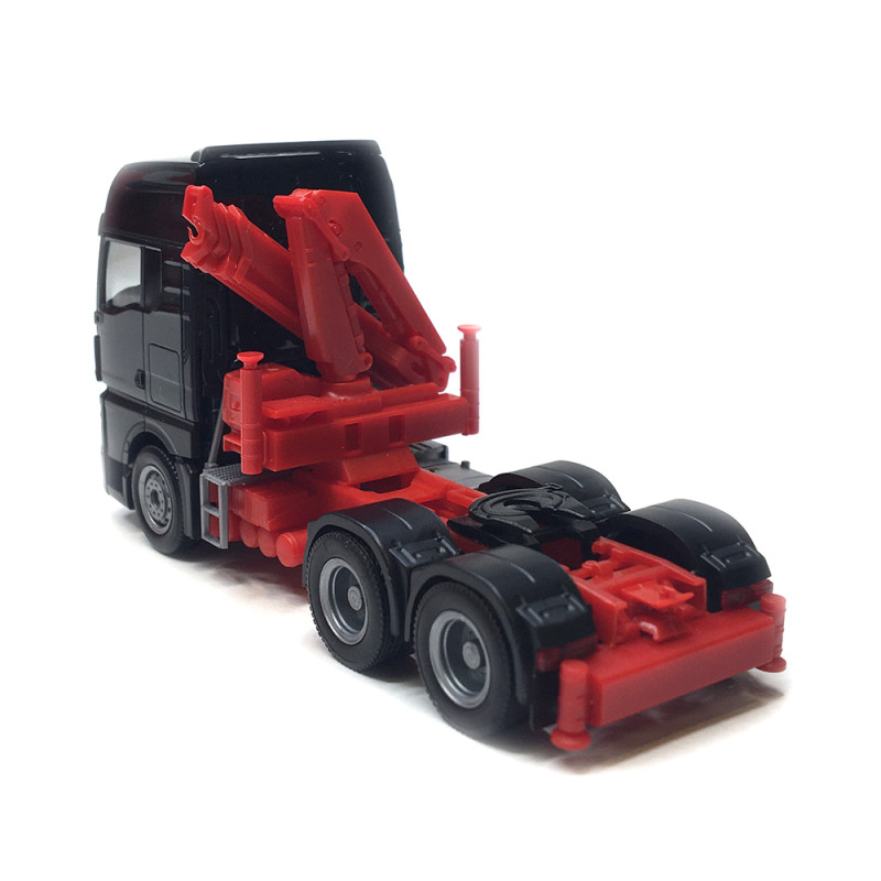 MAN TGX GX avec grue de chargement, noir / rouge - HERPA 313100-003  - HO 1/87