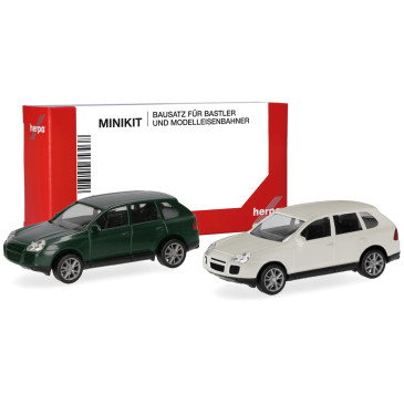 MiniKit Porsche Cayenne Turbo, vert foncé/blanc, 2002 - HERPA 012836-002 - HO 1/87