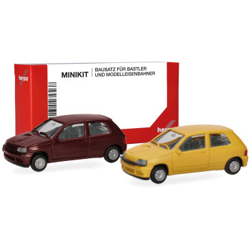 MiniKit Renault Clio 16V, jaune/rouge, 1991 - HERPA 012171-002 - HO 1/87