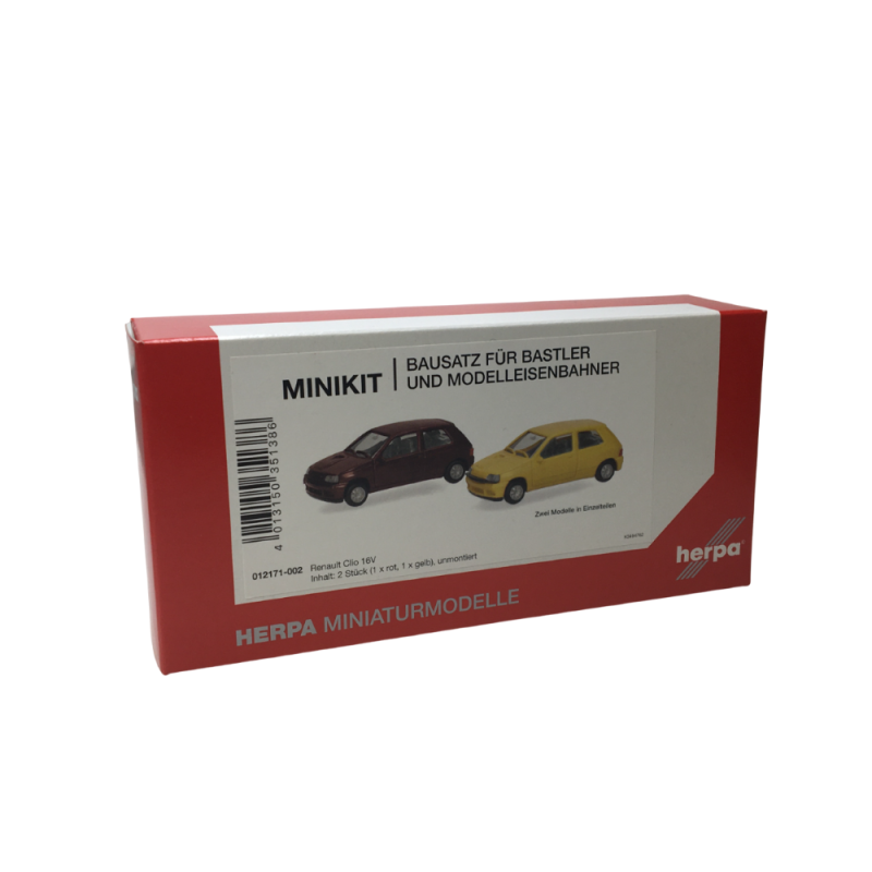 MiniKit Renault Clio 16V, jaune/rouge, 1991 - HERPA 012171-002 - HO 1/87 MiniKit Renault Clio 16V, jaune/rouge, 1991 - HERPA 012171-002 - HO 1/87
