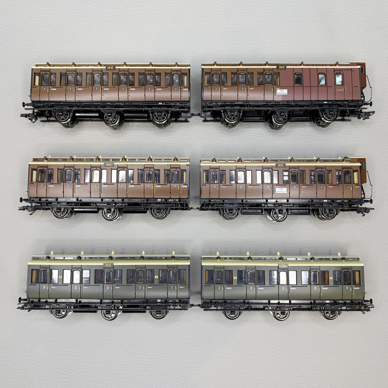3 paires de voitures type prussienne, Eclairage, KPEV - MARKLIN 42047