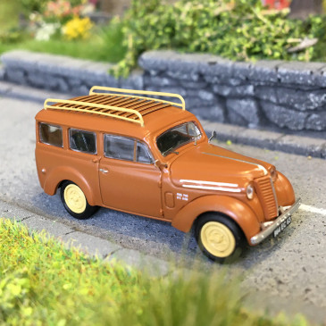 Renault Juvaquatre, break vitré marron avec galerie, 1937 - Ree Modeles CB210 - HO 1/87