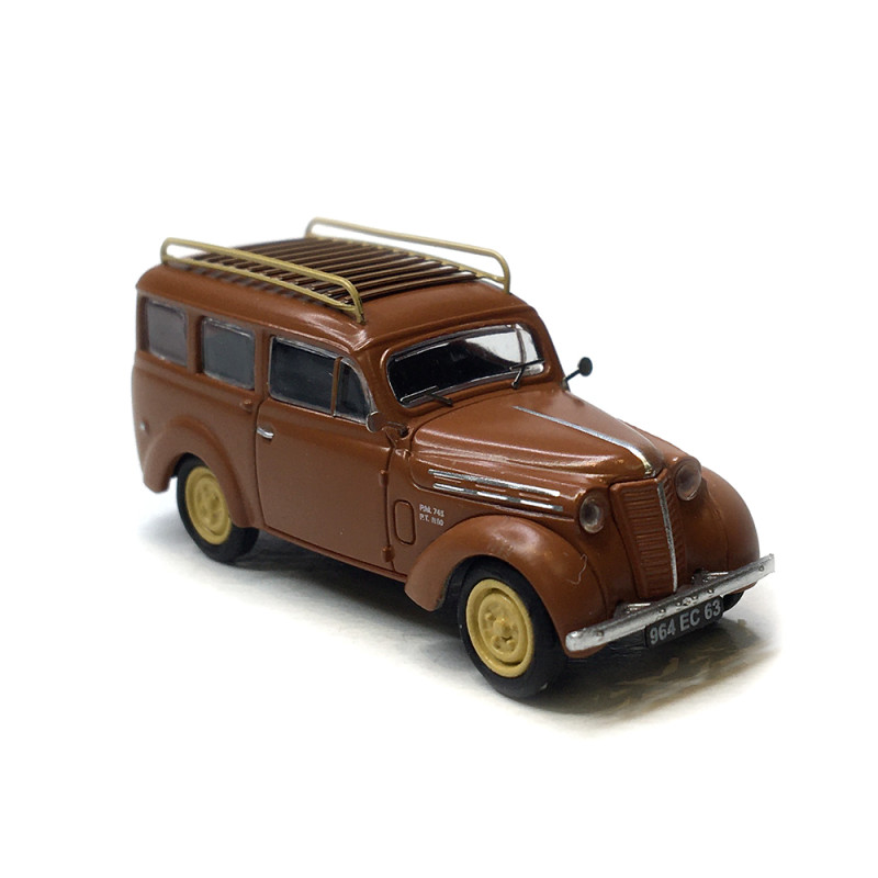 Renault Juvaquatre, break vitré marron avec galerie, 1937 - Ree Modeles CB210 - HO 1/87