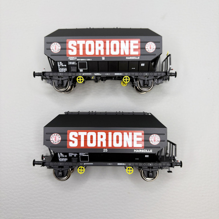 2 wagons céréaliers Frangeco B, "Storione", SNCF - REE WB-905