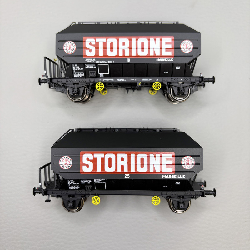 2 wagons céréaliers Frangeco B, "Storione", SNCF - REE WB-905
