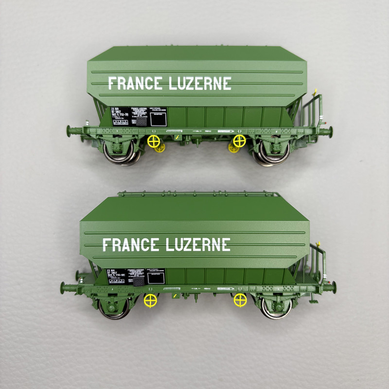 2 wagons céréaliers Frangeco B, "France Luzerne", SNCF - REE WB-902