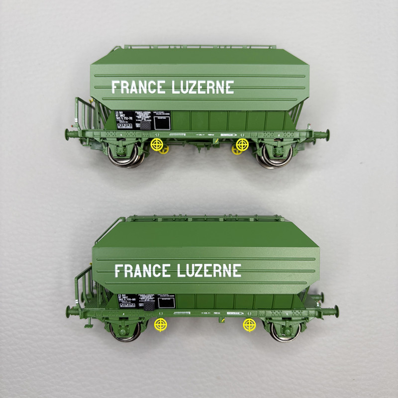 2 wagons céréaliers Frangeco B, "France Luzerne", SNCF - REE WB-902