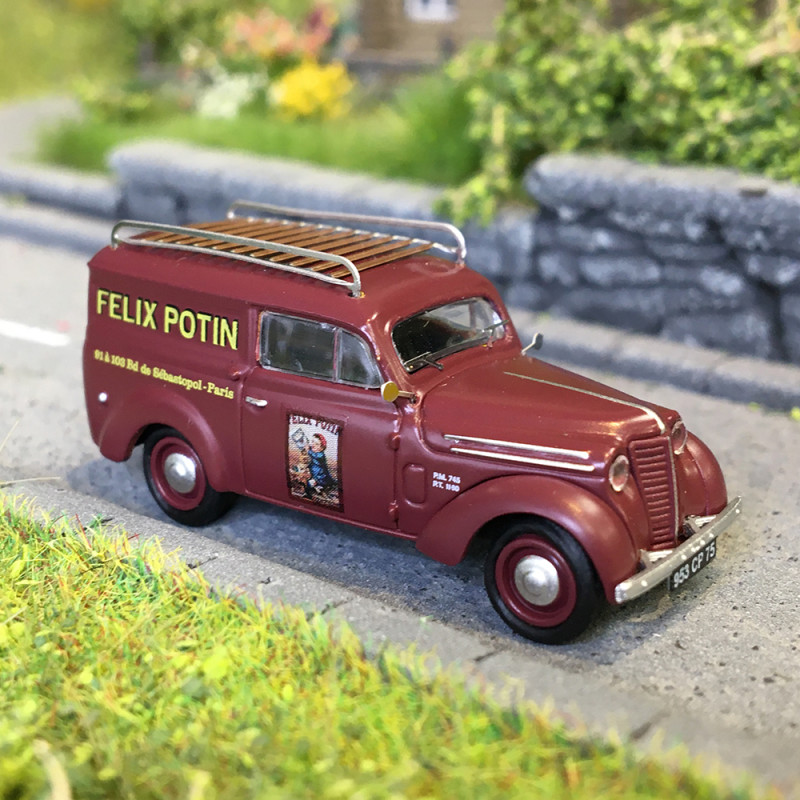 Renault Juvaquatre (felix potin), break vitré bordeaux avec galerie, 1937 - Ree Modeles CB212 - HO 1/87