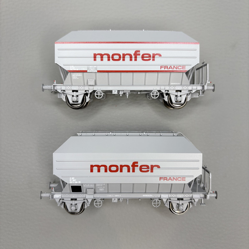 2 wagons céréaliers Frangeco B, "Monfer France", SNCFF - REE WB-896