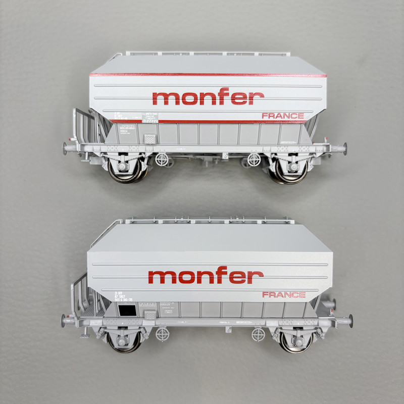 2 wagons céréaliers Frangeco B, "Monfer France", SNCFF - REE WB-896