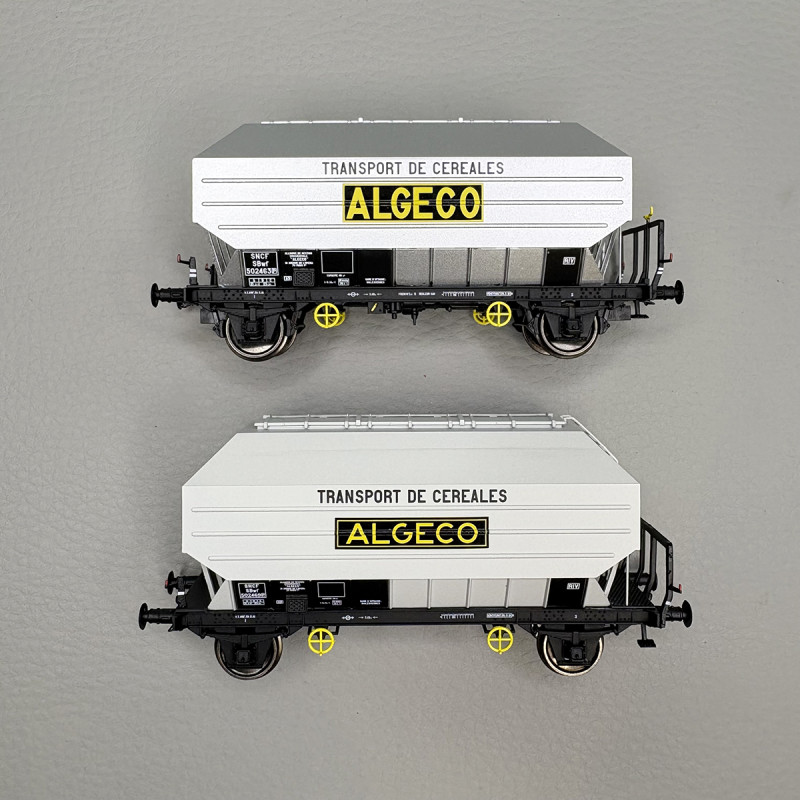 2 wagons céréaliers Frangeco B, "Algeco", SNCF - REE WB-893