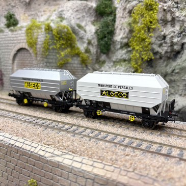 2 wagons céréaliers Frangeco B, "Algeco", SNCF, Ep. III - REE WB-893 - HO 1/87