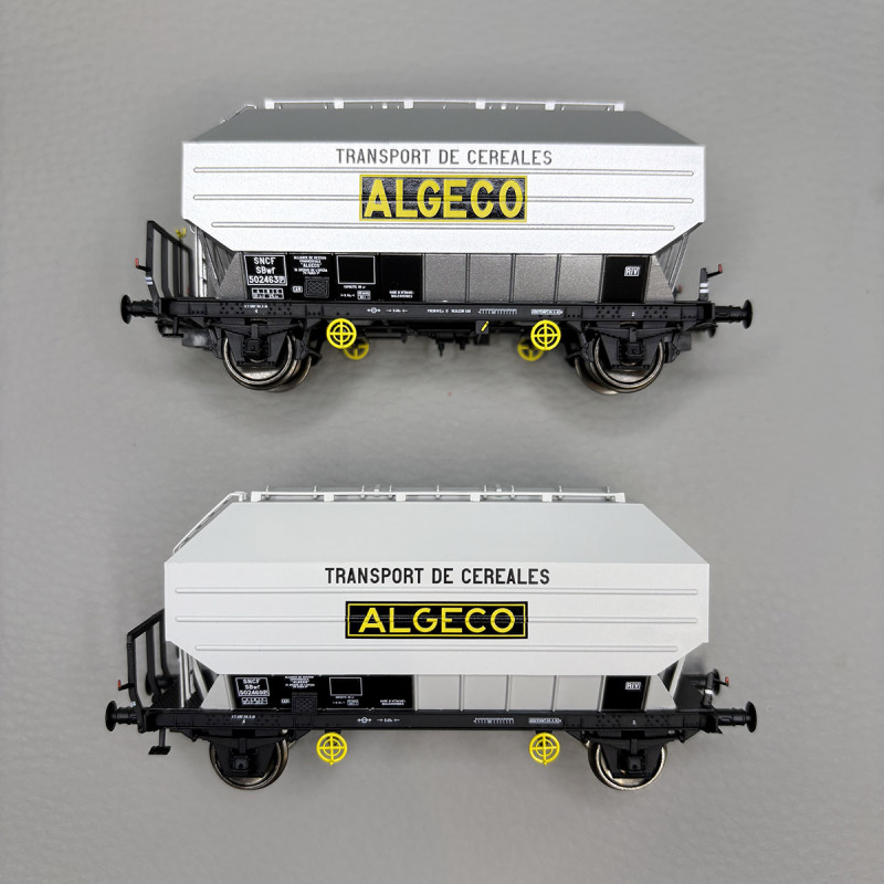 2 wagons céréaliers Frangeco B, "Algeco", SNCF - REE WB-893