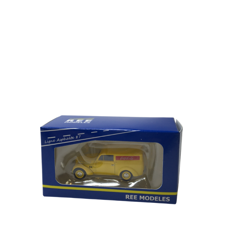 Renault Juvaquatre, tôlé jaune (Coca cola), 1937 - Ree Modeles CB206 - HO 1/87