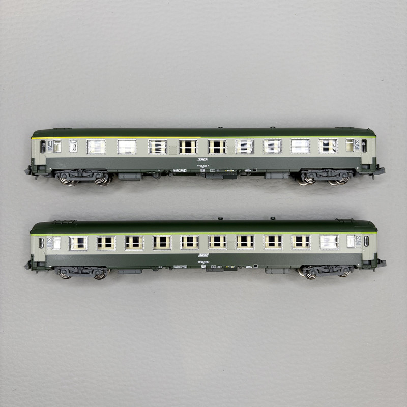 2 voitures UIC Y A4B5, mixte 1/2CL et B10 2CL, cartouche Corail, SNCF - REE NW-263