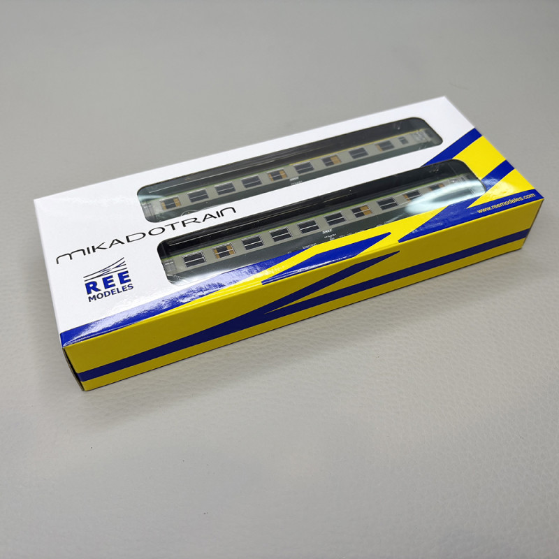 2 voitures UIC Y A4B5, mixte 1/2CL et B10 2CL, cartouche Corail, SNCF - REE NW-263