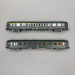 2 voitures UIC Y A4B5, mixte 1/2CL et B10 2CL, logo jaune encadré, SNCF - REE NW-258