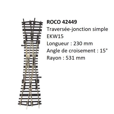Traversée jonction simple EKW15 - ROCO 42449 - HO 1/87