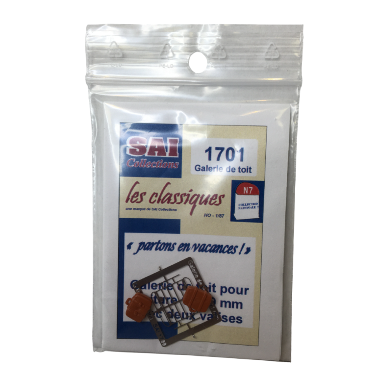 Galerie de toit pour voiture (11x9 mm) et 2 valises - SAI 1701 - HO 1/87