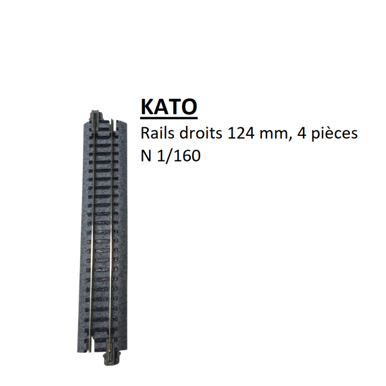 Rails droits 124 mm, 4 pièces - KATO 20-020 - N 1/160 Rails droits 124 mm, 4 pièces - KATO 20-020 - N 1/160