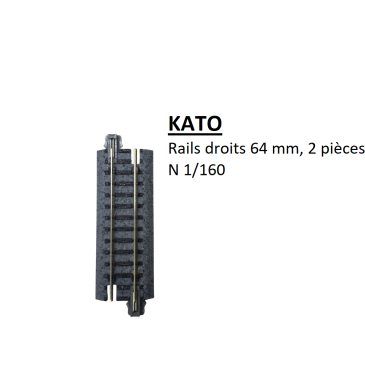 Rails droits 64 mm, 2 pièces - KATO 20-030 - N 1/160