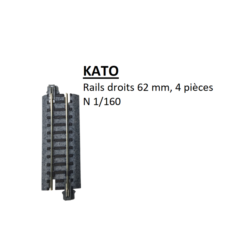 Rails droits 62 mm, 4 pièces - KATO 20-040 - N 1/160 Rails droits 62 mm, 4 pièces - KATO 20-040 - N 1/160