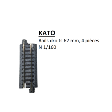 Rails droits 62 mm, 4 pièces - KATO 20-040 - N 1/160