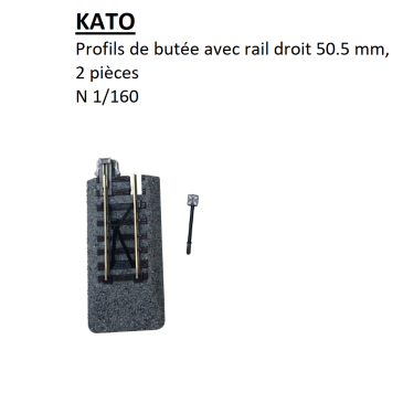 Profils de butée avec rail droit 50.5 mm, 2 pièces - KATO 20-048 - N 1/160