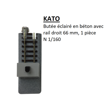 Butée éclairé en béton avec rail droit 66 mm, 1 pièce - KATO 20-063 - N 1/160