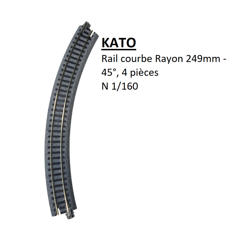 Rail courbe R 249-45°, 4 pièces - KATO 20-100 - N 1/160