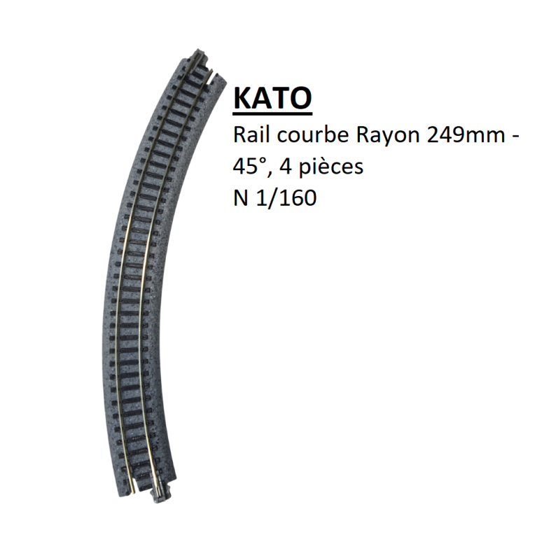 Rail courbe R 249-45°, 4 pièces - KATO 20-100 - N 1/160